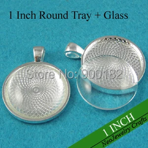 1 дюйм Круглые Подвесные лотки 25 мм серебряная круглая оправа кабошона пустая