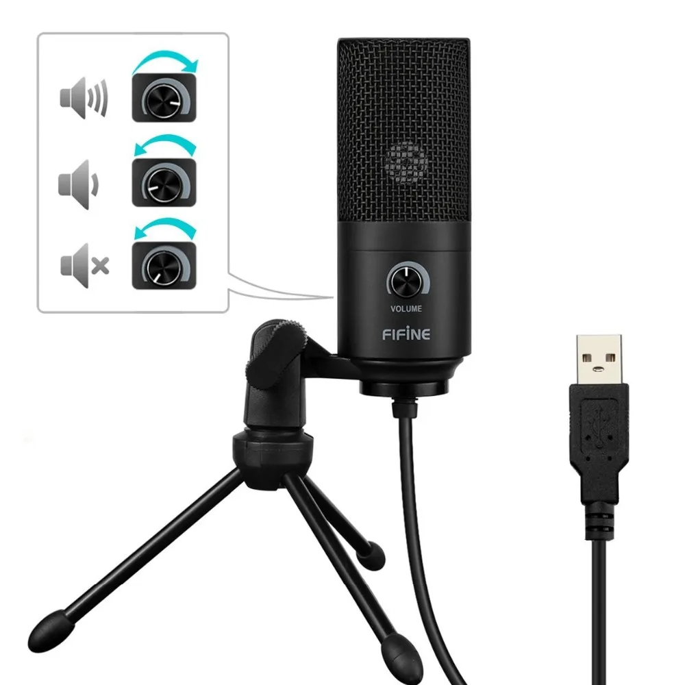 Fifine USB конденсаторный игровой микрофон для ноутбука Windows студийная запись