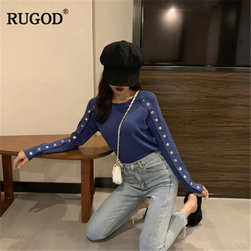 RUGOD 2019 Весна Для женщин Свитера Модные балетки на плоской подошве с круглым