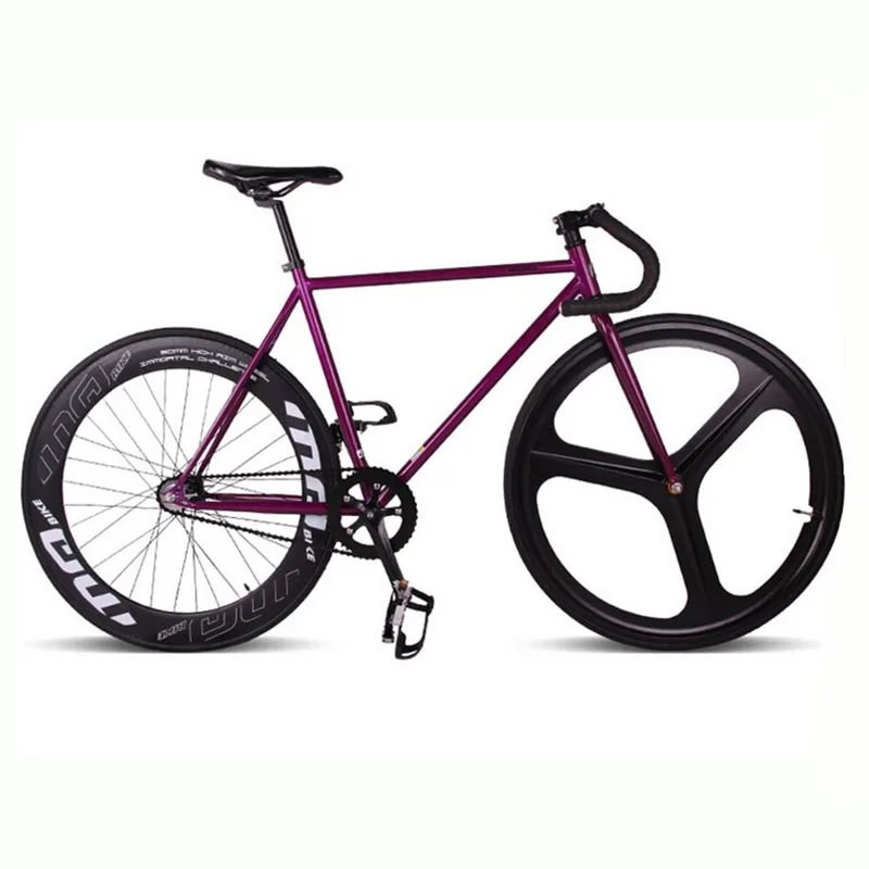 Лиловый Колеса из магниевого сплава, 3 Спицы, fixie велосипед, велосипед с фиксированной передачей 700C* 23 70 мм, обода 52 см, рама DIY, велосипед, Полный дорожный велосипед - Цвет: Лиловый