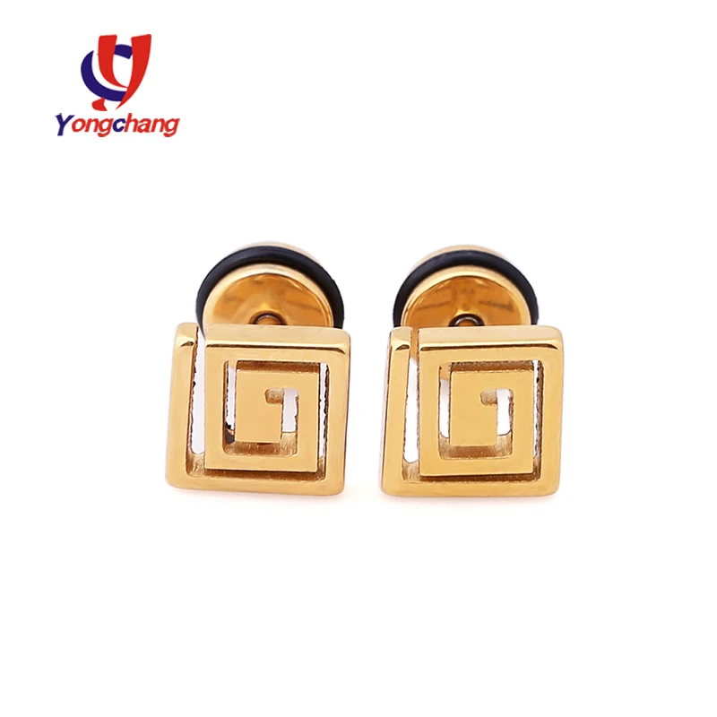 gold 1 pair square Спиральные серьги квадратные серьги стержня треугольная Сережка-гвоздик женщина мужчина унисекс модные ювелирные изделия уха 1 пара - Окраска металла: gold 1 pair square