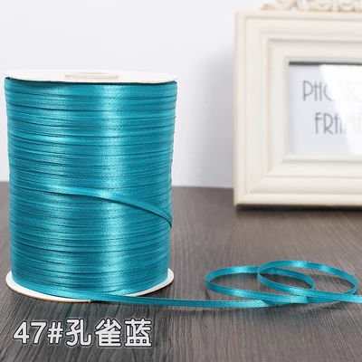 Сатиновая лента для рукоделия и шитья светло синяя 3 мм 25 ярдов|satin ribbon|25 yards satin