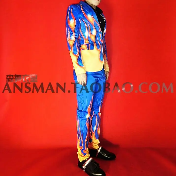 Мужская мода 2020 модель для сцены певицы Высококачественные эластичные костюмы
