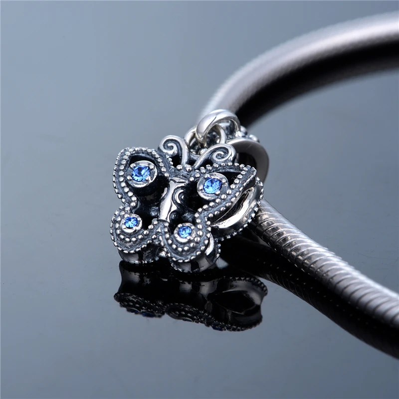 Серебро 925 ювелирные изделия бабочка очарование кулон подходит браслеты с