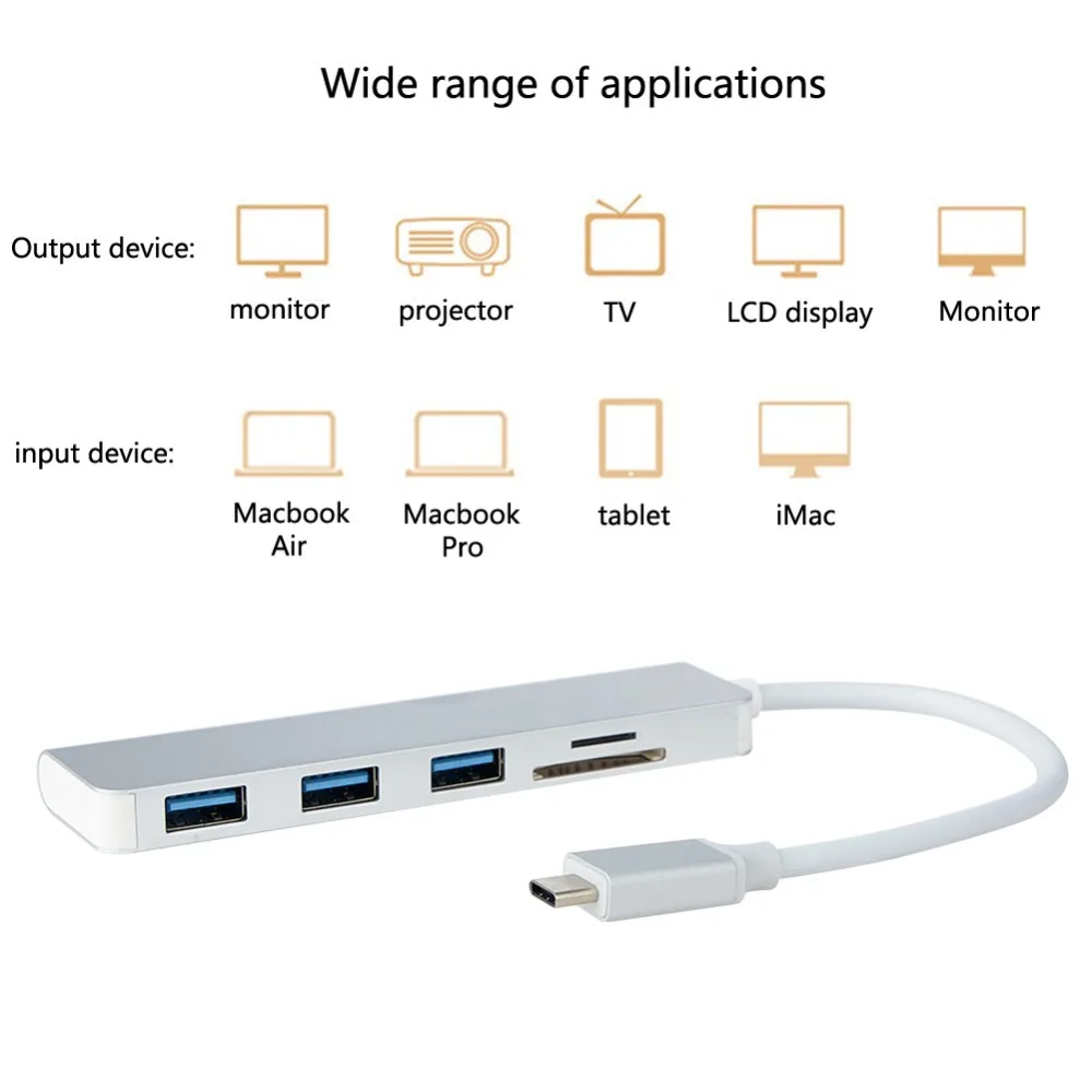 5 в 1 USB Type C адаптер для чтения SD и TF карт|Кабели USB| |