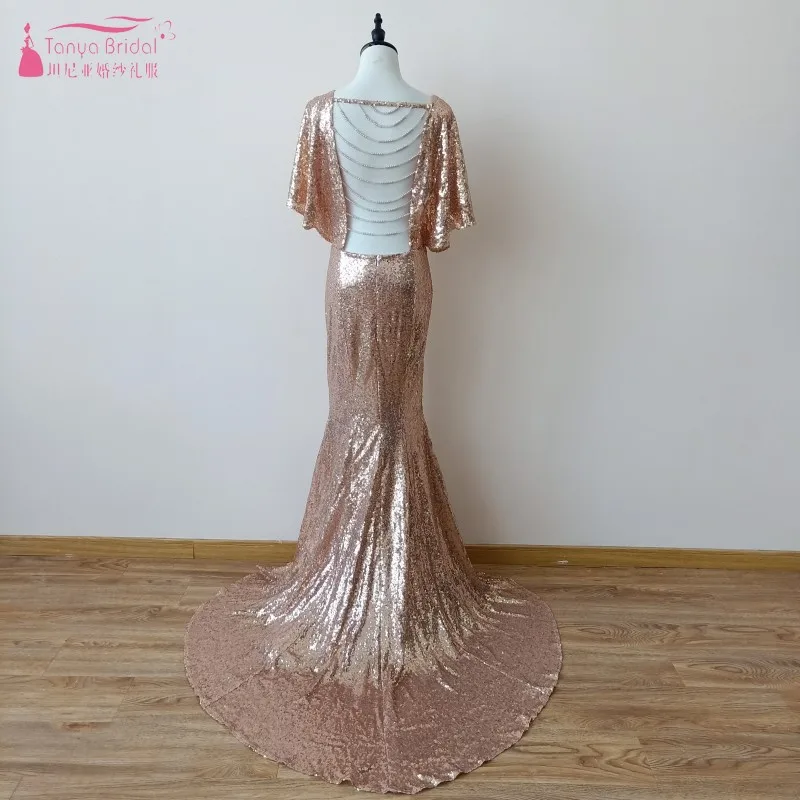 Платье подружки невесты с золотыми пайетками платье элегантное vestido longo
