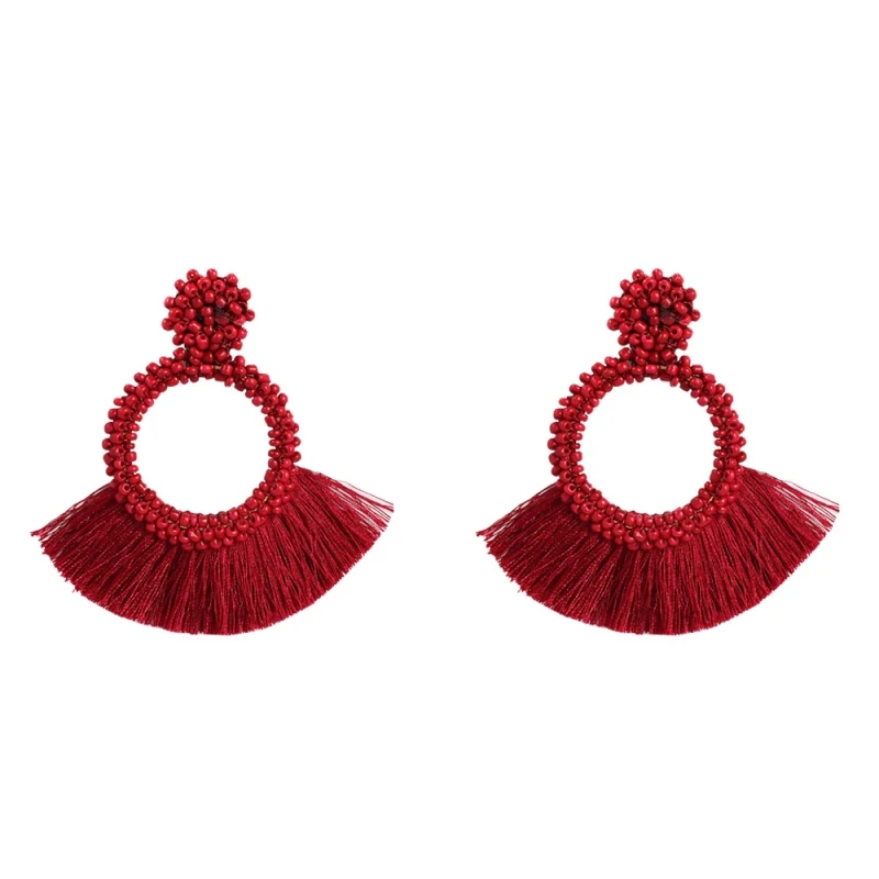 18 Lalynnlys Boho Эффектные серьги с кисточками в виде глаз для женщин и девочек, красочные серьги с бахромой, свадебные ювелирные изделия ручной работы, бижутерия E59561 - Окраска металла: 18