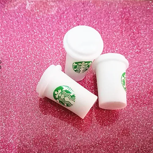 10 шт. 3D Круглый Кофе Frappuccino чашка Кабошон из смолы с плоской задней стороной имитация питания художественные поставки украшения Шарм Ремесло - Цвет: white 10pcs