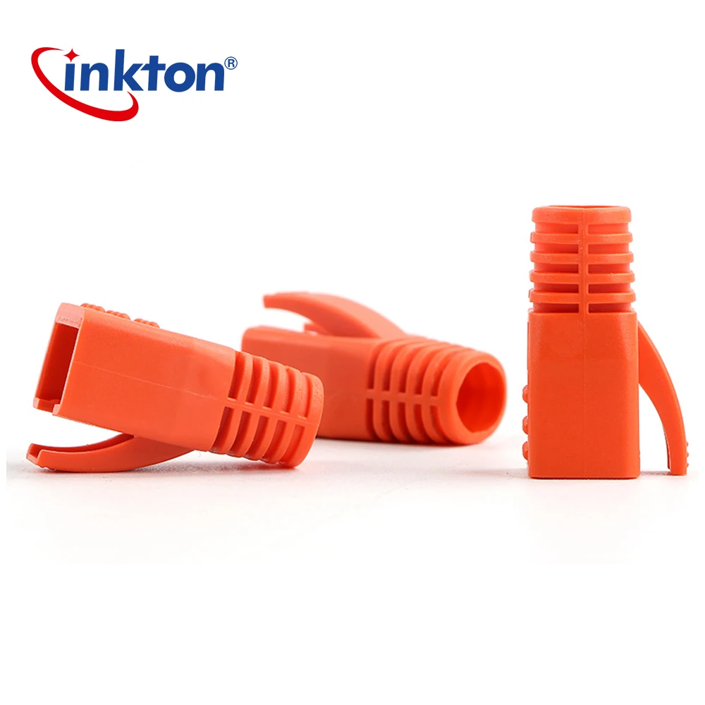 Inkton 50/100 шт гнездо загрузки колпачки Cat7 RJ45 Conector Dust Ethernet кабель оранжевый Разъем