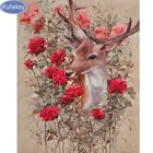 Алмазная живопись олень, роза, животные, вышивка крестиком, полная, алмазная вышивка, 3d Алмазная мозаика, узор, вышивка бисером, хобби, подарки