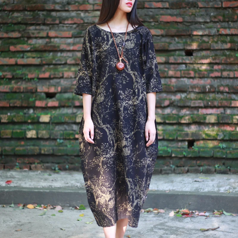 Летнее Платье 2016 Женщин Белье Синий Белый Фарфор Печати Старинные макси Длинные