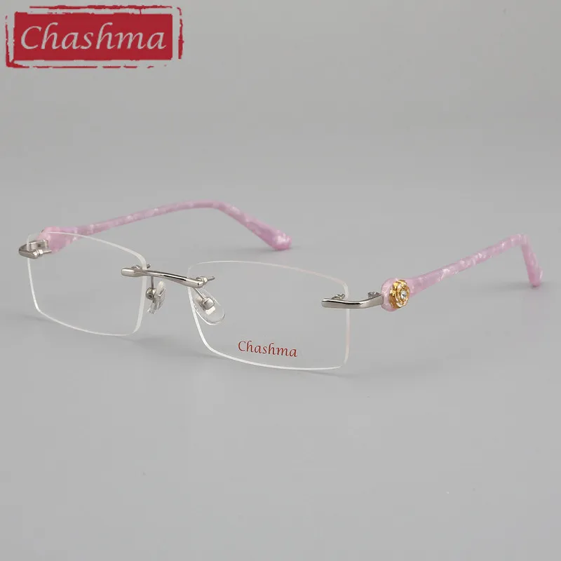Pink Chashma, фирменный дизайн, ультра-светильник, очки без оправы, женские очки по рецепту, качественные титановые оправы для женщин - Цвет оправы: Pink