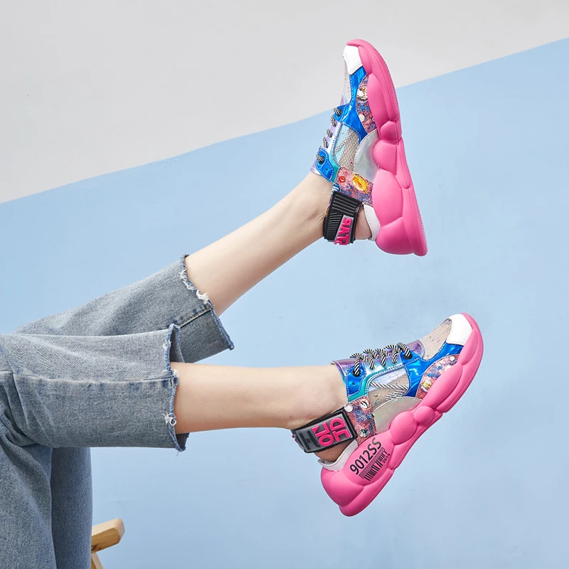 Dumoo/повседневные сандалии для девочек женские летние кроссовки chaussures femme