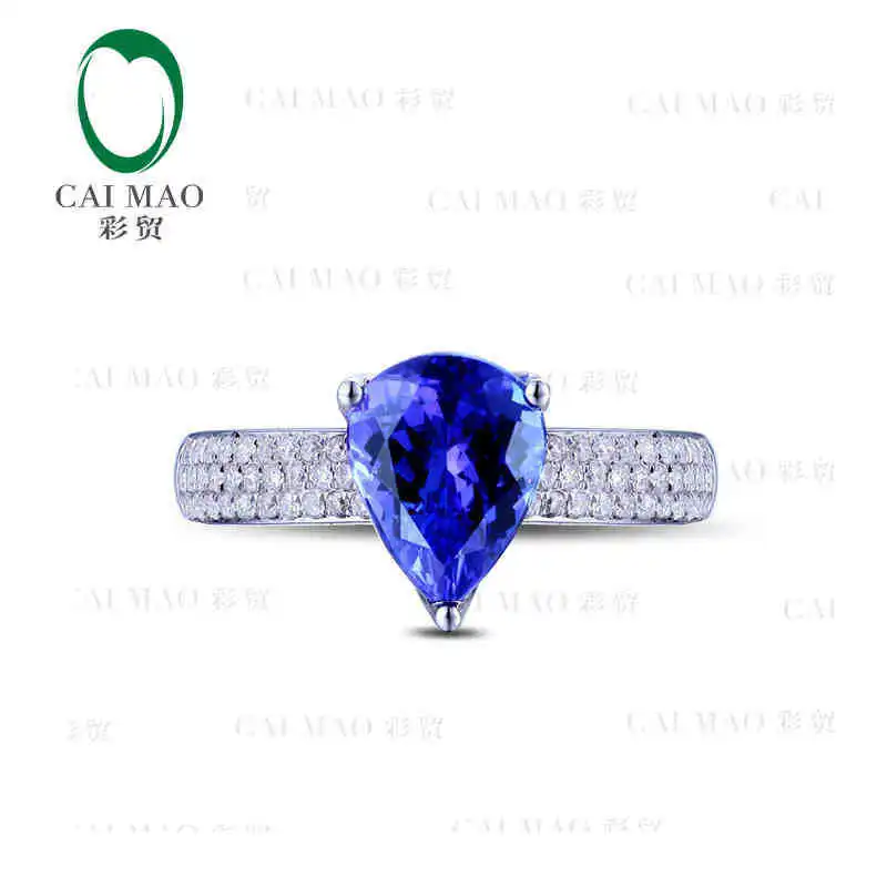 Кольцо CaiMao из белого золота 750 карата с танзанитом 1 95 AAA 0 43 карат|gemstone jewelry|gold