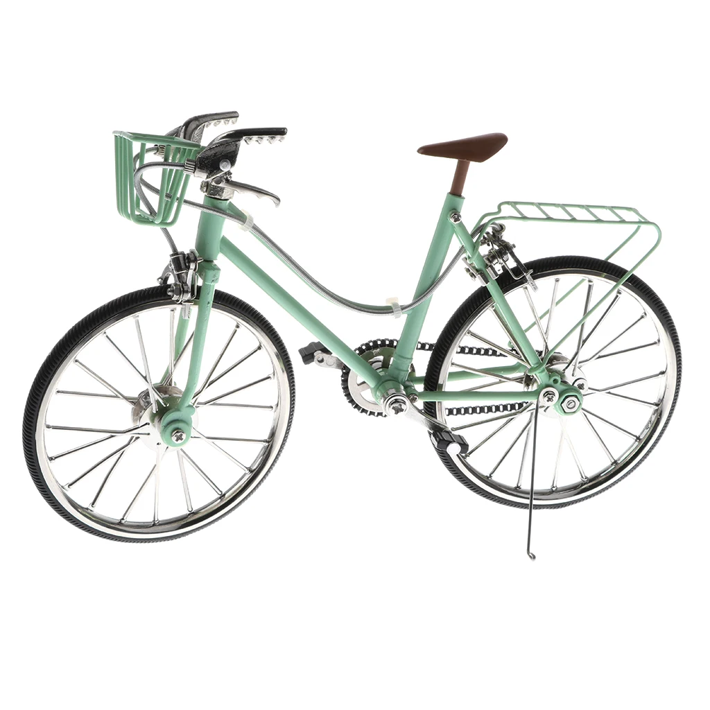 1/10 Mini Green Bike литые модели велосипедов с корзиной и сиденьем Игрушечная копия| |