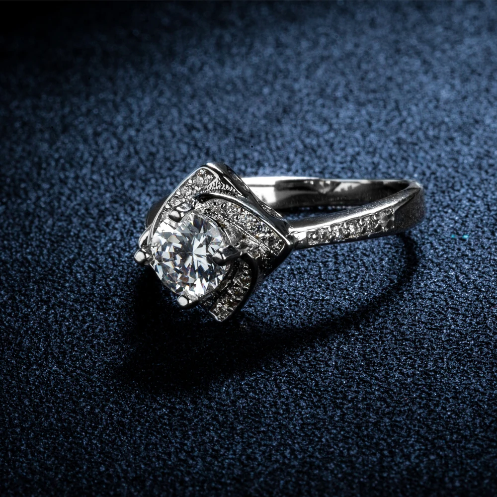 Женские обручальные кольца серебряного цвета с фианитом ювелирные изделия для