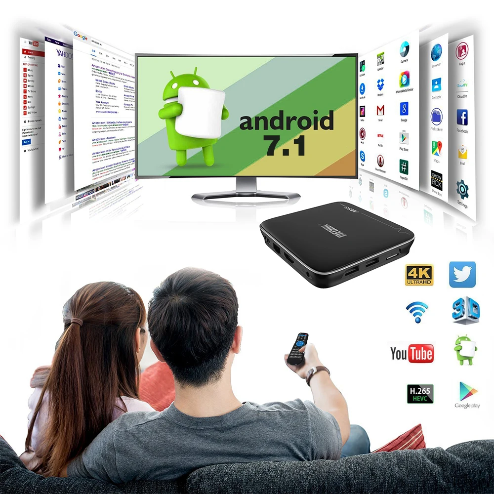 ТВ-приставка MECOOL M8S PRO Plus Android 7 1 2 Гб ОЗУ 16 ПЗУ Amlogic S905X wifi H.265 4K Smart Mini PC телеприставка