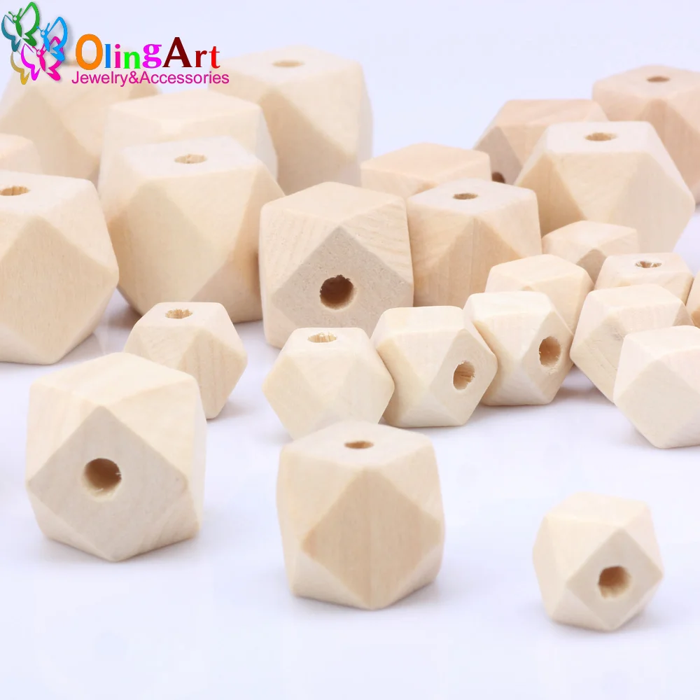 

OlingArt 12/16/18/20MM 12pcs/lot Wooden Octagon beads unfinished natural children's jewelry toys DIY crafts decor Accessories