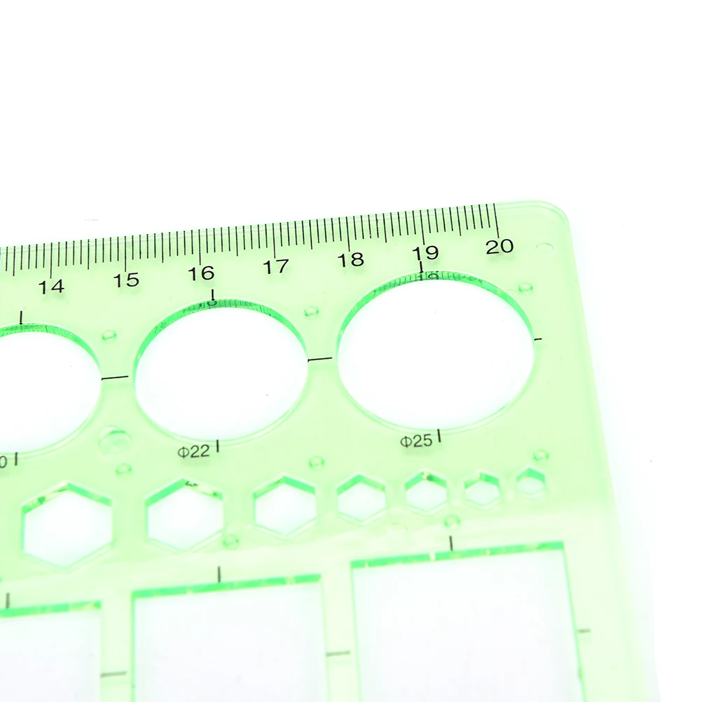 

Brand New Green Plastic Circles Squares Geometric Template Ruler Suitable For Student School Stationery