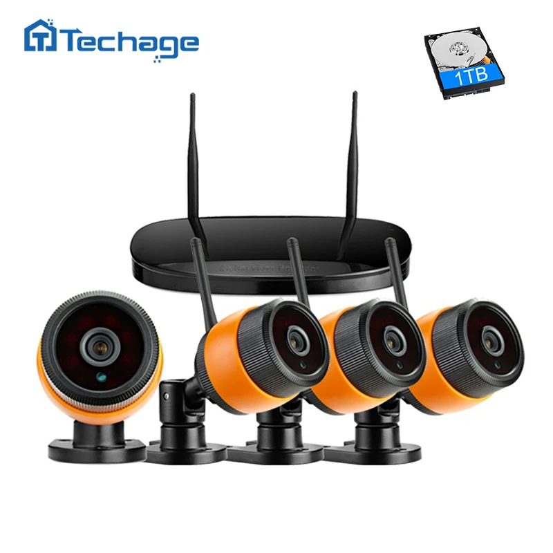 Techage 4ch 720 P Беспроводной NVR комплект WI FI CCTV Системы Открытый IP66 Водонепроницаемый