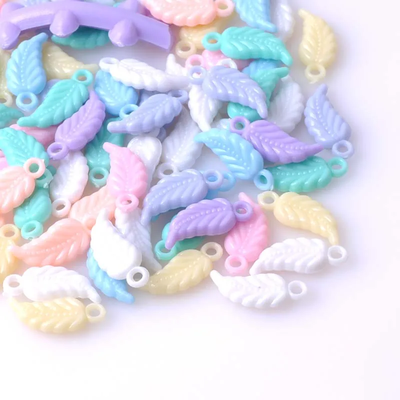

18x8mm 200pcs Mixed Acrylic leaf Charms Fit jewelry findings DIY YKL0040