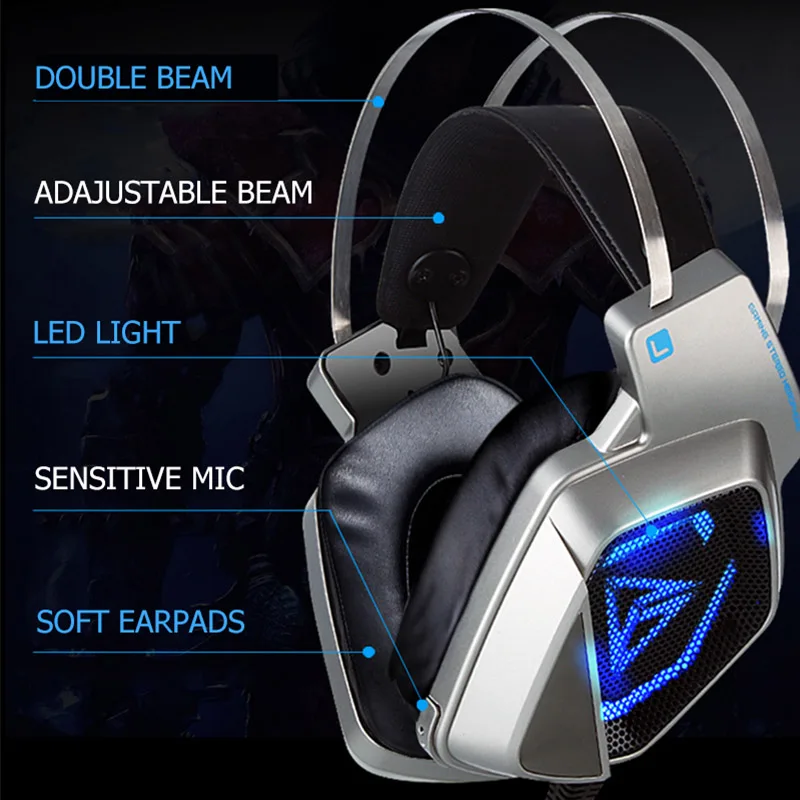 Led Gaming Headset стерео USB Игровые наушники для Xbox One PS4 компьютер телефон планшет игра