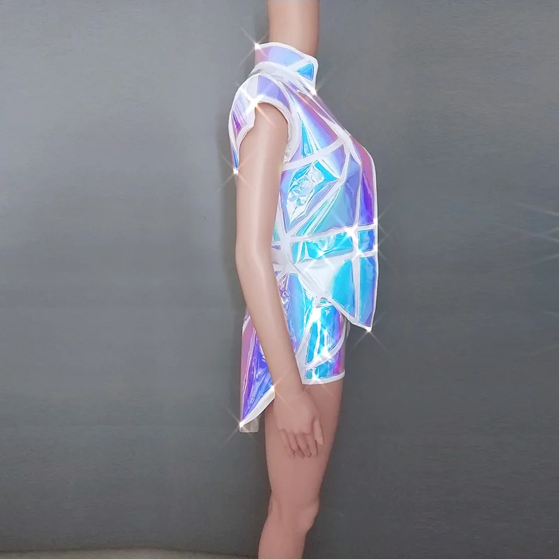 Reflective Light Laser Fabric 3 Pieces Set Jazz Dance Outfit Nightclub Female Singer Stage Wear Sexy DJ DS Performance Costume