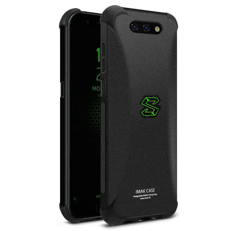 IMAK Для Xiaomi черный чехол с акулой чехол силиконовый мягкий чехол для телефона из ТПУ 5,9" для черной акулы защитный экран+ защита экрана - Цвет: Matte Black