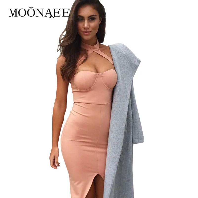 Женское летнее платье-карандаш с открытой спиной и лямкой на шее | Женская одежда