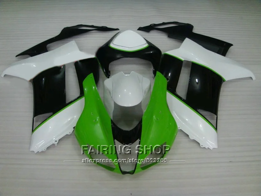 Зеленый белый zx6r 2008 08-07 2007 обтекатель комплект для Kawasaki ninja завод Abs пластик