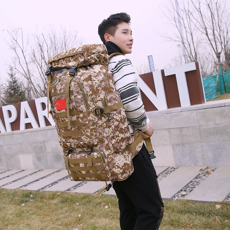 

70L 600D Camping Hiking Mountaineering Backpack Military Molle Camo Waterproof Tactical Bag Adjustable Large Capacity