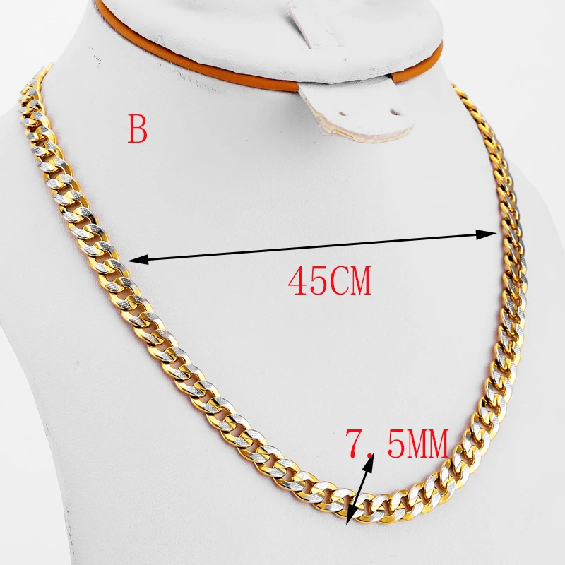 Большое панцирное ожерелье из кубинской цепи для байкеров двухцветная цепь