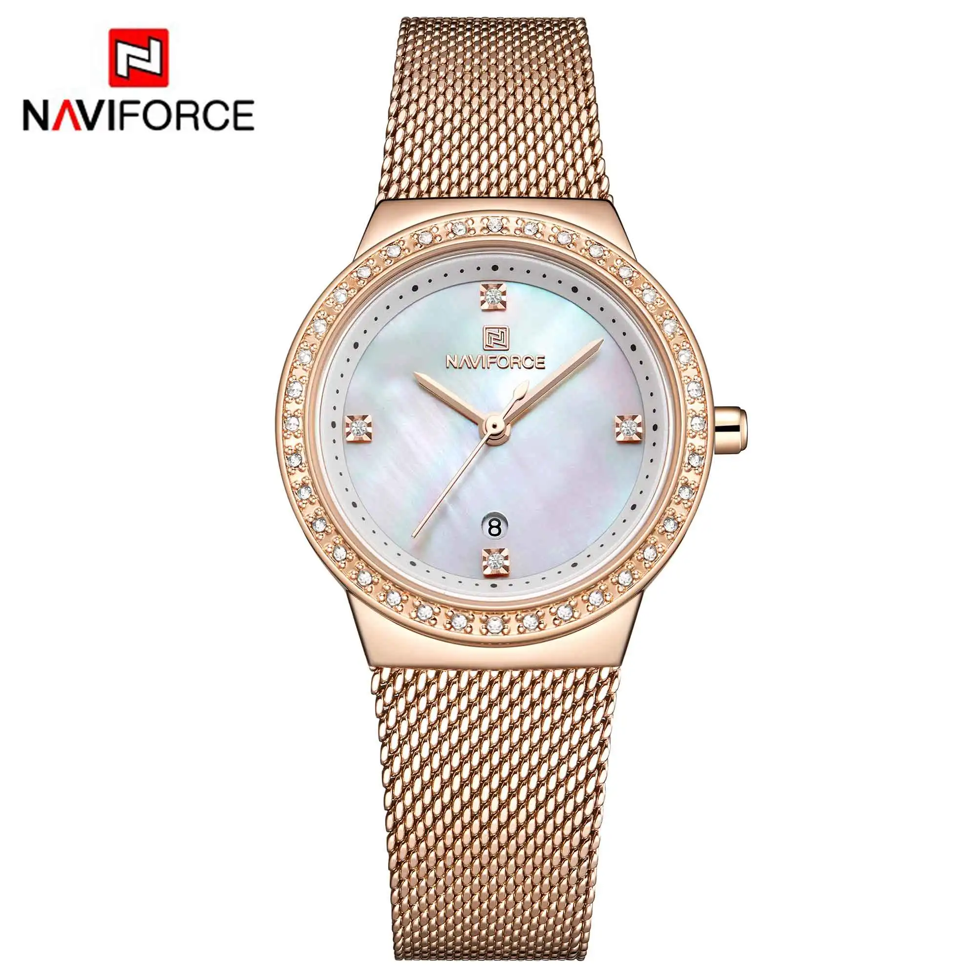 RGW NAVIFORCE женские часы Роскошные Стразы модные женские часы Дата водонепроницаемые кварцевые наручные часы женские часы Relogio Feminino - Цвет: RGW
