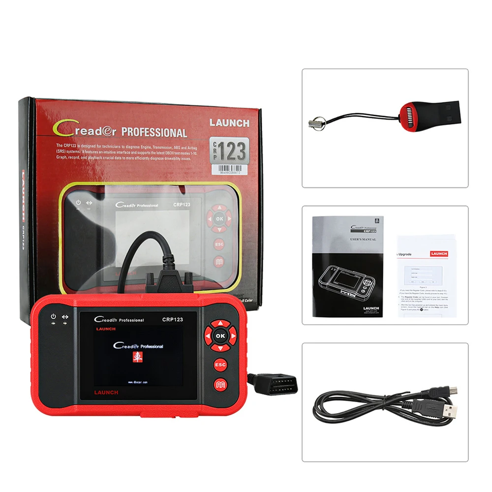Launch X431 Creader CRP123 автомобильный диагностический инструмент для ENG/AT/ABS/SRS + EPB/Oil/SAS reset