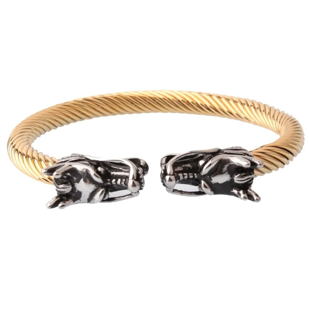 Новый мужской Эластичный регулируемый браслет серебряного цвета с головой