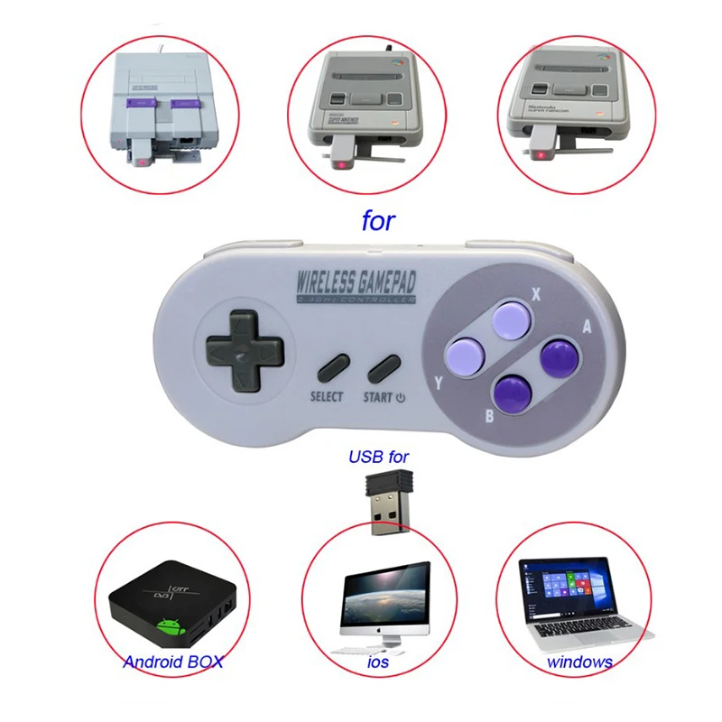Беспроводные геймпады 2 4 ГГц джойстик Джойстик контроллер для SNES NES классический