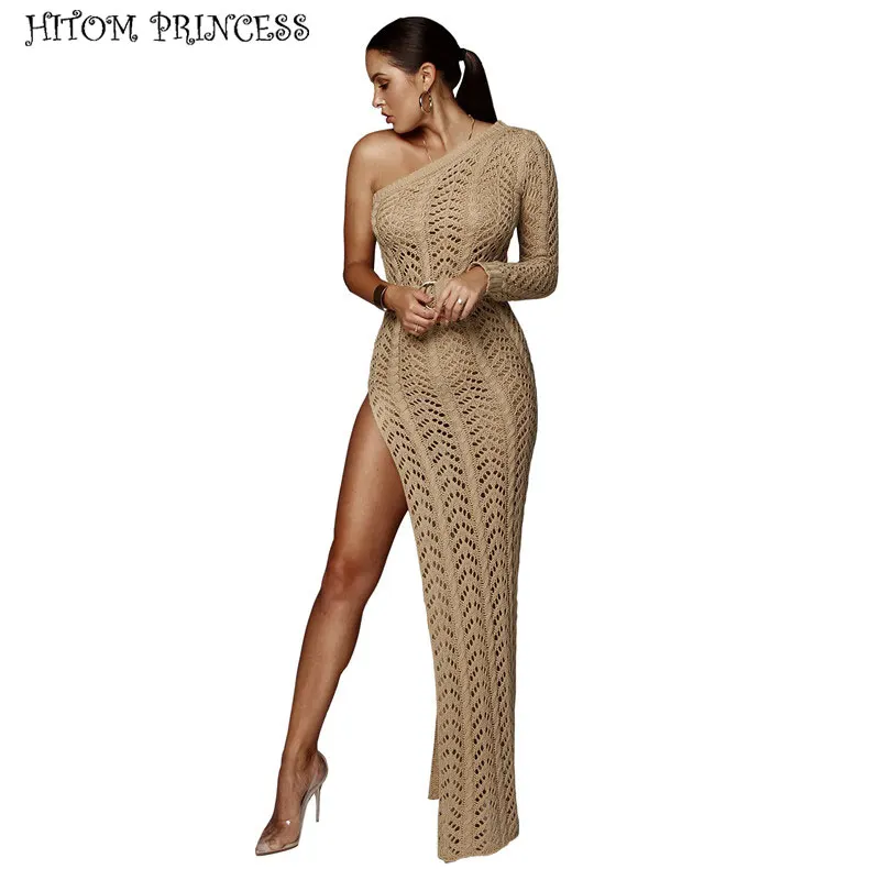 HITOM Принцесса сексуальное вязаное крючком покрытие ups Сплит пляжное платье