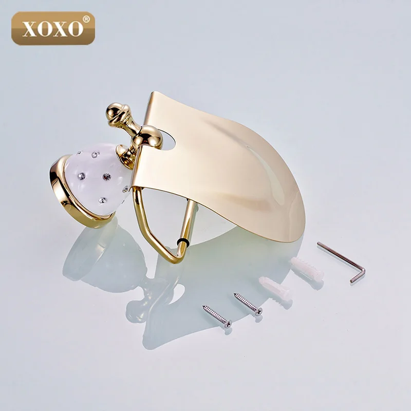 XOXOGold держатель для туалетной бумаги с бриллиантом, держатель рулона, держатель для салфеток, твердая латунь-аксессуары для ванной комнаты продукты 10086GT
