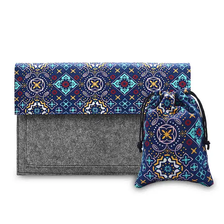 blue flower Чехол для ноутбука в национальном стиле из фетра и холста с волной для macbook air, 11 цветов, Ретро сумка для ноутбука в горошек для 1" 12" 1" macbook - Цвет: blue flower