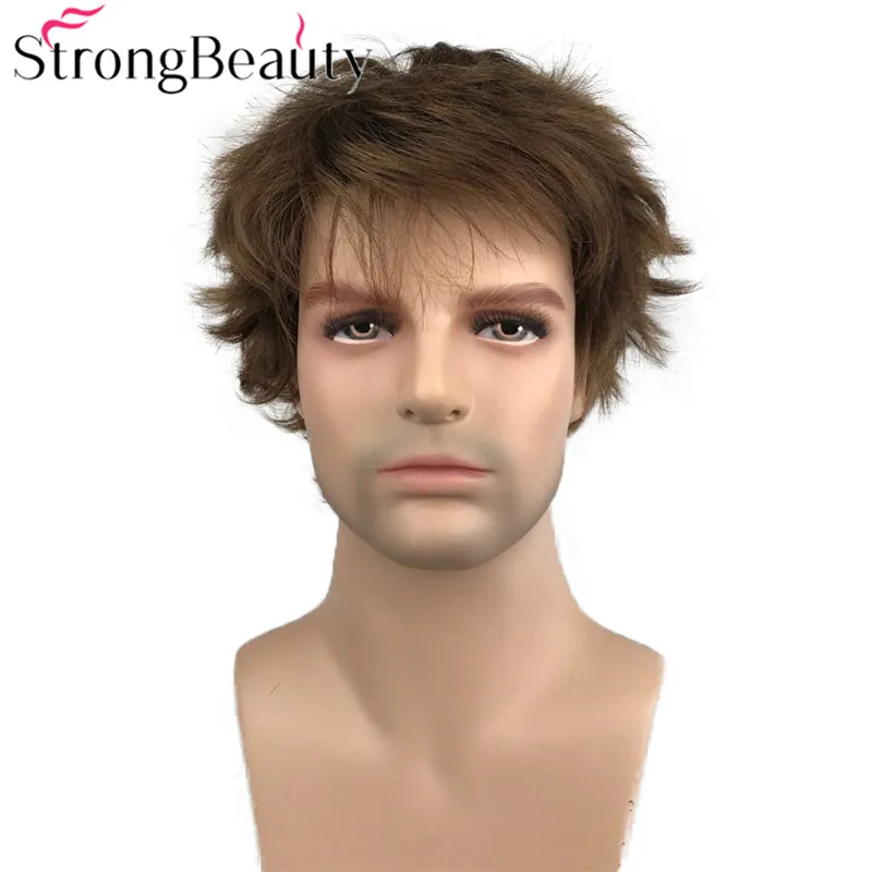 

StrongBeauty Short Men Wigs Layered Hair Body Wave Wig Synthetic Heat Resistant Capless Wig