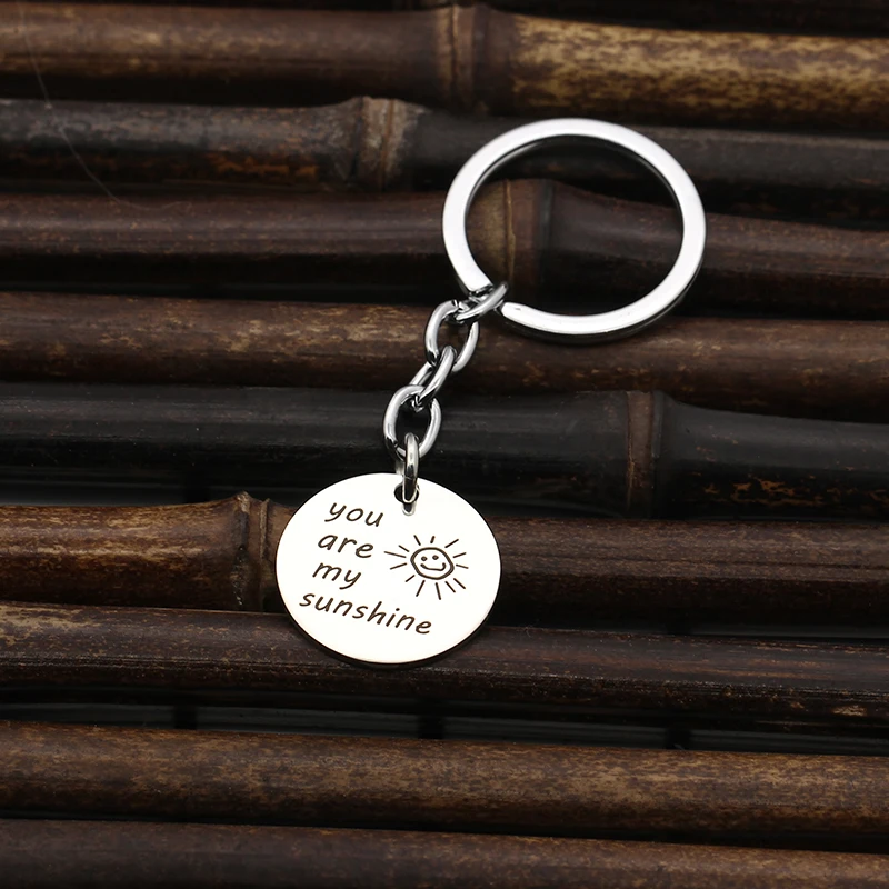 XIAOJINGLING 2017 Fashion Stainless Steel Keychains You Are My Sunshine Charm Bag Car Key Rings For Women Jewelry Christmas Gift | Украшения