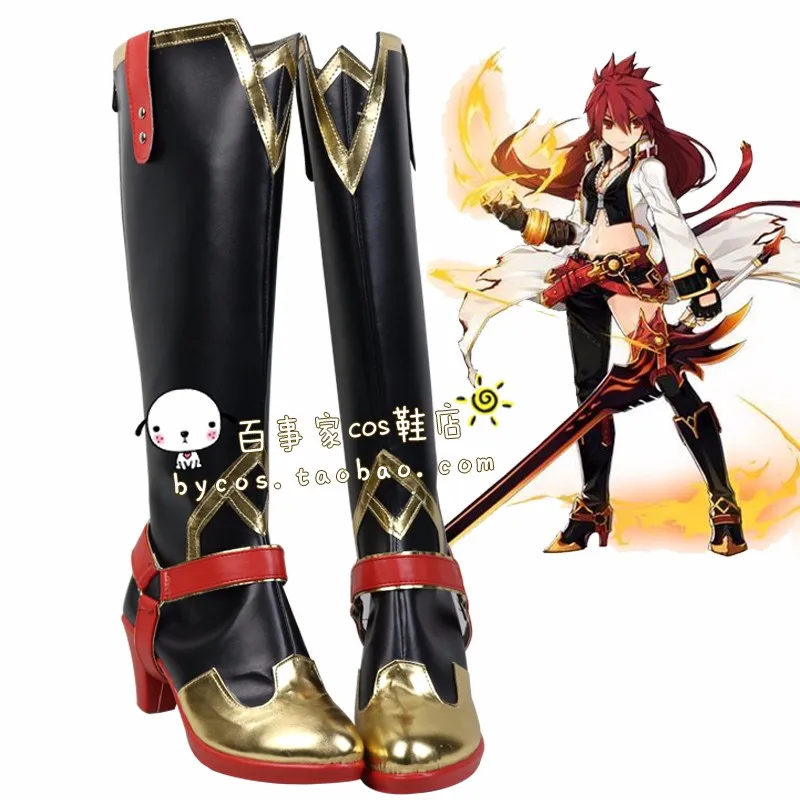 Elsword пылающий сердце elesis ботинки для костюмированной вечеринки изготовление под заказ обувь