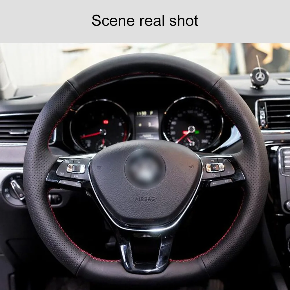 Кожаный чехол для руля Volkswagen Golf 7 MK7 Polo Jeta Passat B8 2016 38 см|Чехлы на руль| |