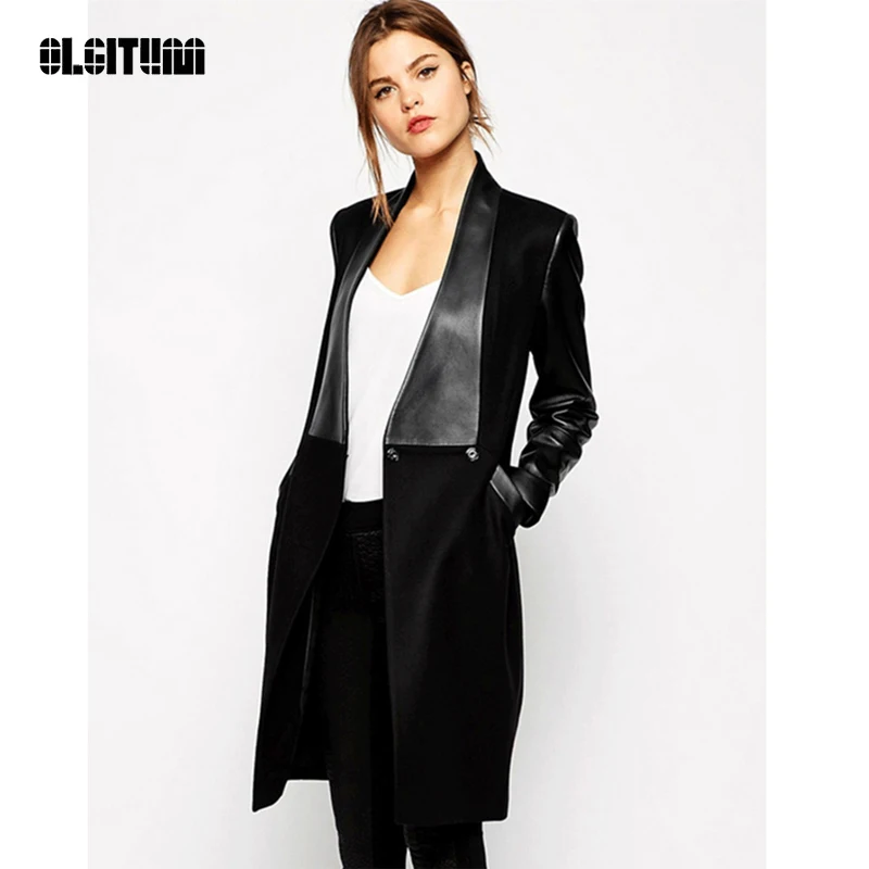 2020 весеннее Модное новое пальто Брендовое элегантное черное шерстяное Женское