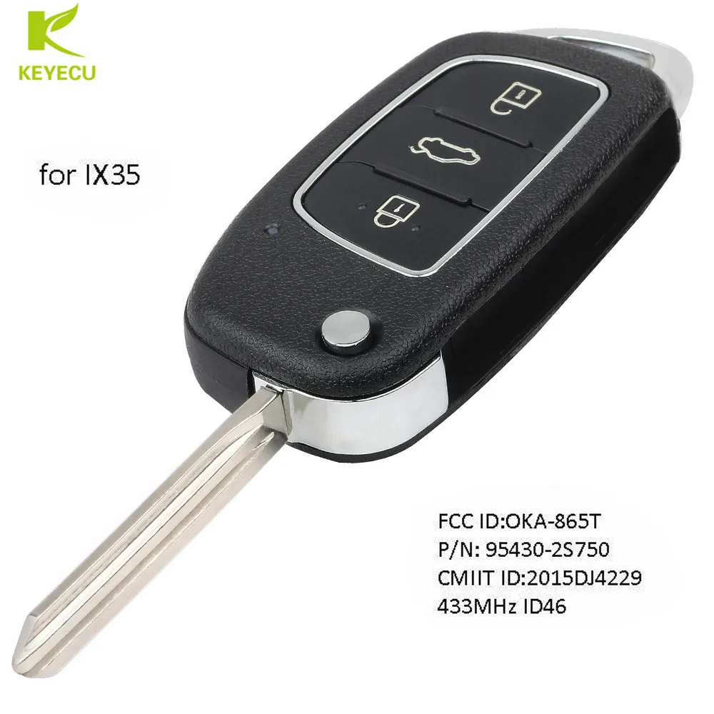 Запасной обновленный дистанционный ключ брелок KEYECU 433 МГц ID46 для Hyundai IX35 Tuscon 2014 2016