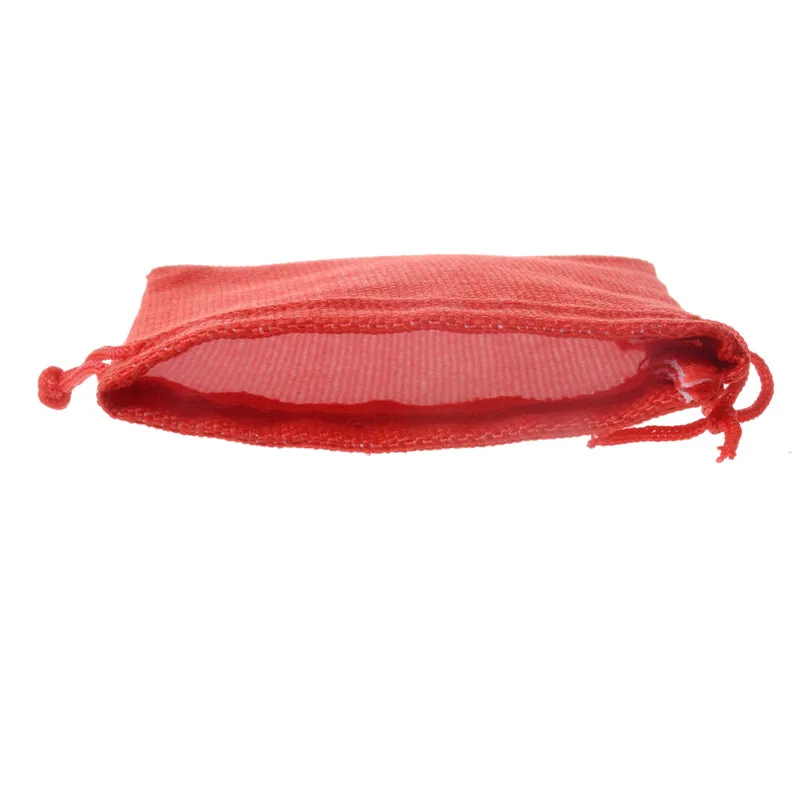 LANWAYLUCKY 50pcs/lot 10x14cm Red Burlap Drawstring Jute Jewelry Packaging Display Pouches Christmas Wedding Gift Febric Bags | Украшения и