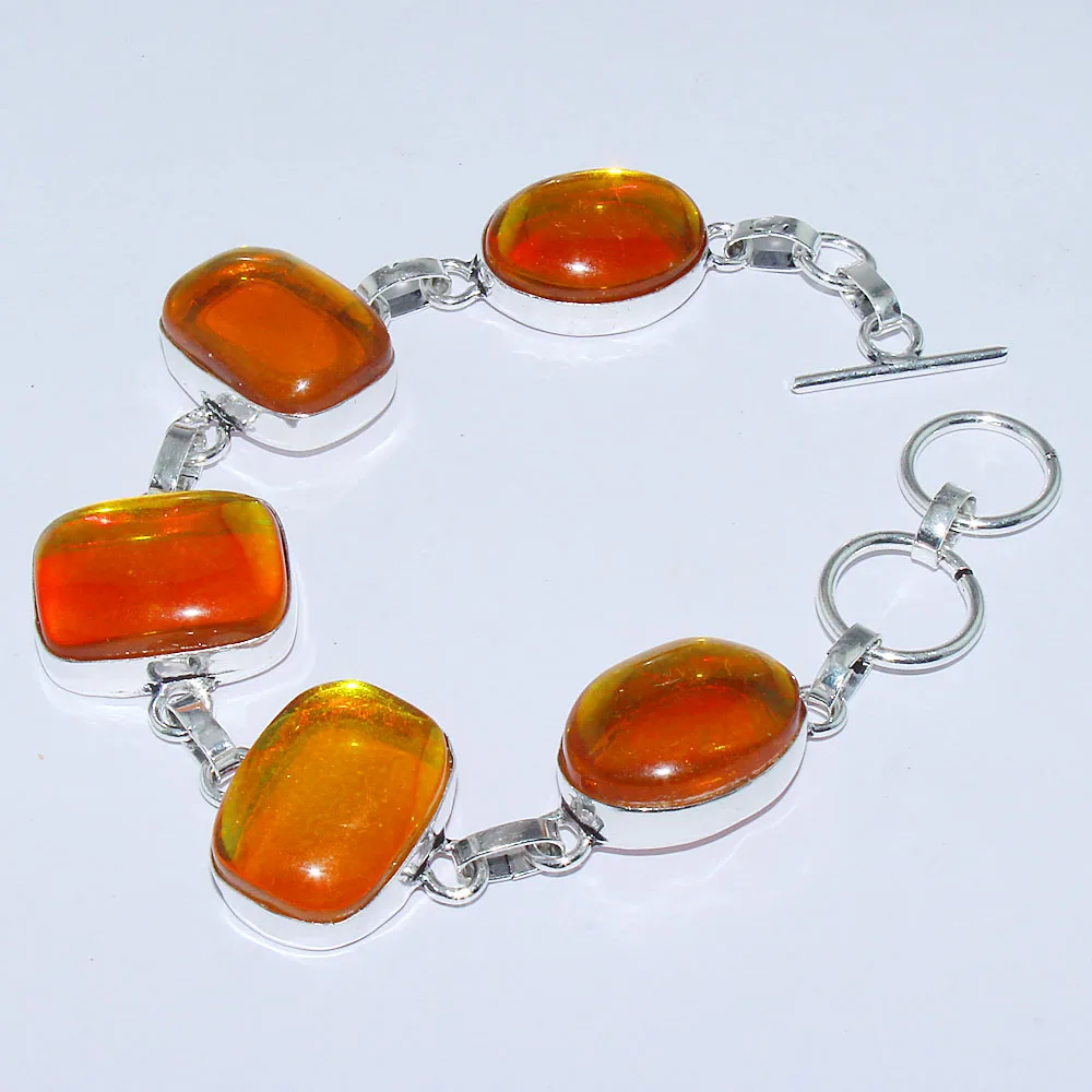 

Серебристый браслет Rainbow Topas, покрытый медью, 21,5 см, B0925