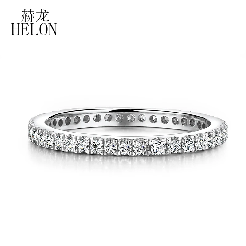 HELON Solid 14 K белое золото 1,5 мм широкий диапазон Природные Алмазы вставленные мостовой закрепкой 0.33CT обручальное кольцо артистические женские ювелирные изделия