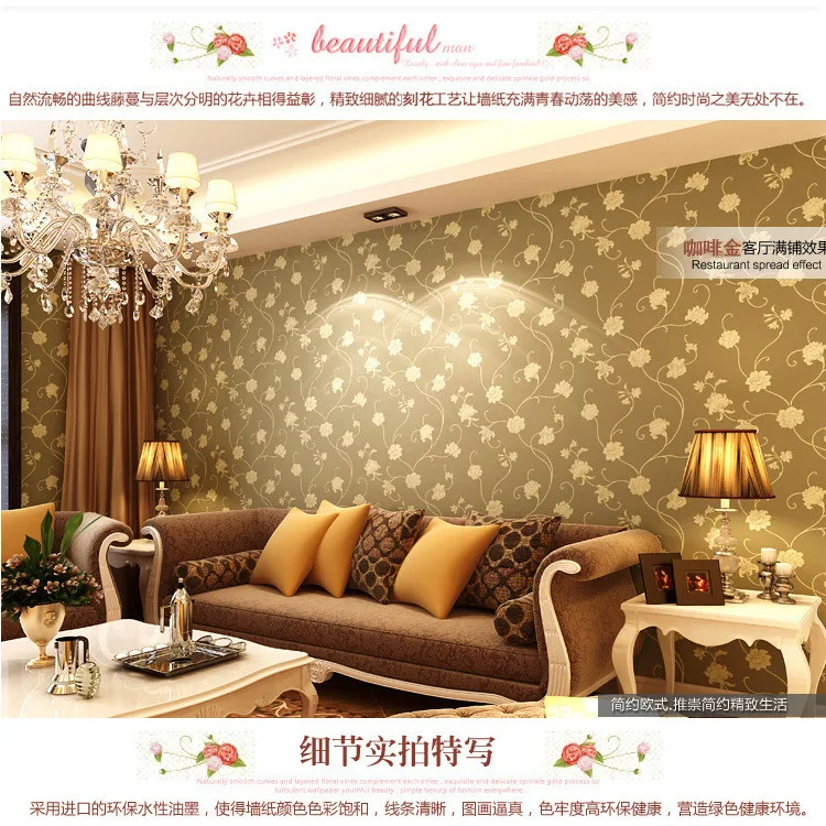 

ZXqz 169 Modern pastoral flower embossed 3d non-woven wallpaper roll mural papel de parede wall paper For living room walls