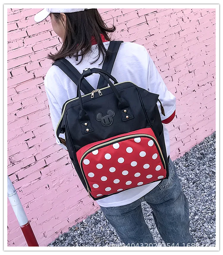 Disney Микки Маус большой емкости материнский и детский рюкзак холст Мумия мешок открытый рюкзак сумка пеленки